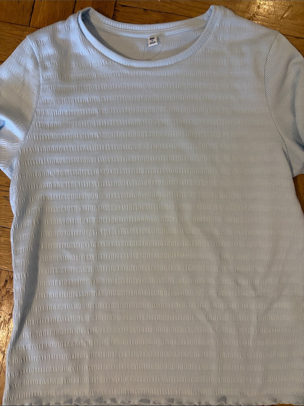 Uniqlo Light Blue Ribbed Short Sleeve Tee for Kids